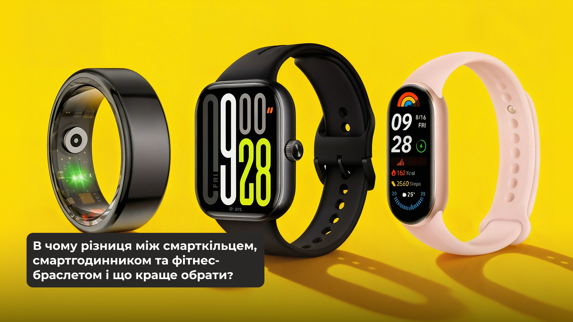 В чому різниця між смарткільцем, смартгодинником та фітнес-браслетом і що краще обрати