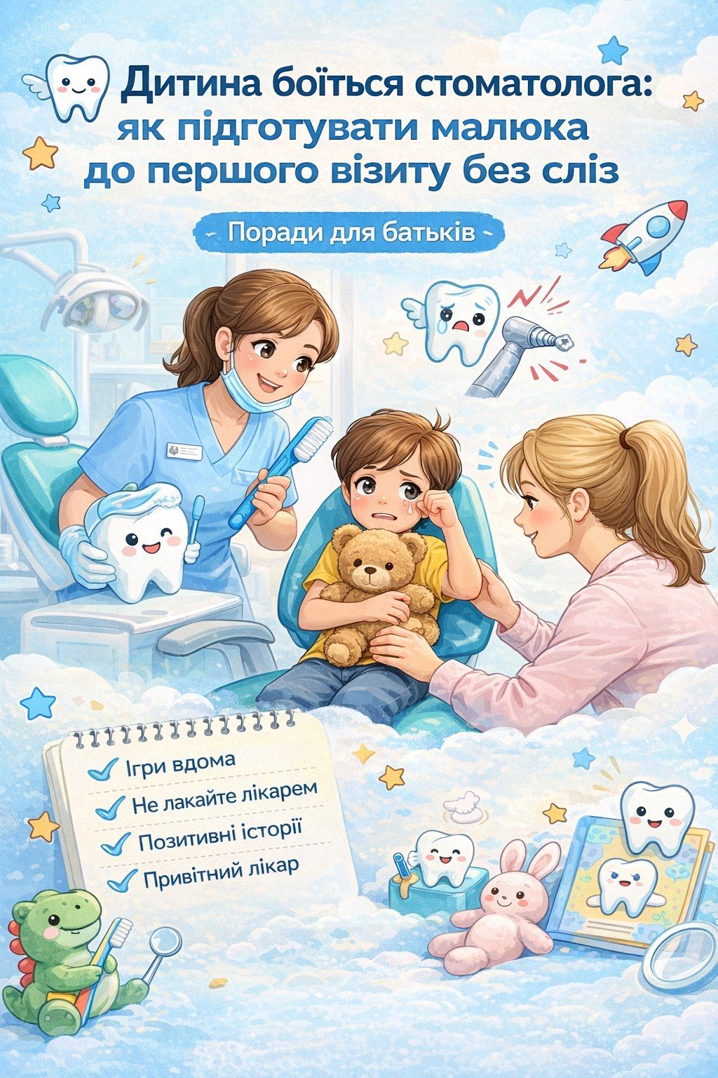 Дитина боїться стоматолога: як підготувати малюка до першого візиту без сліз | TOPDENT KIDS