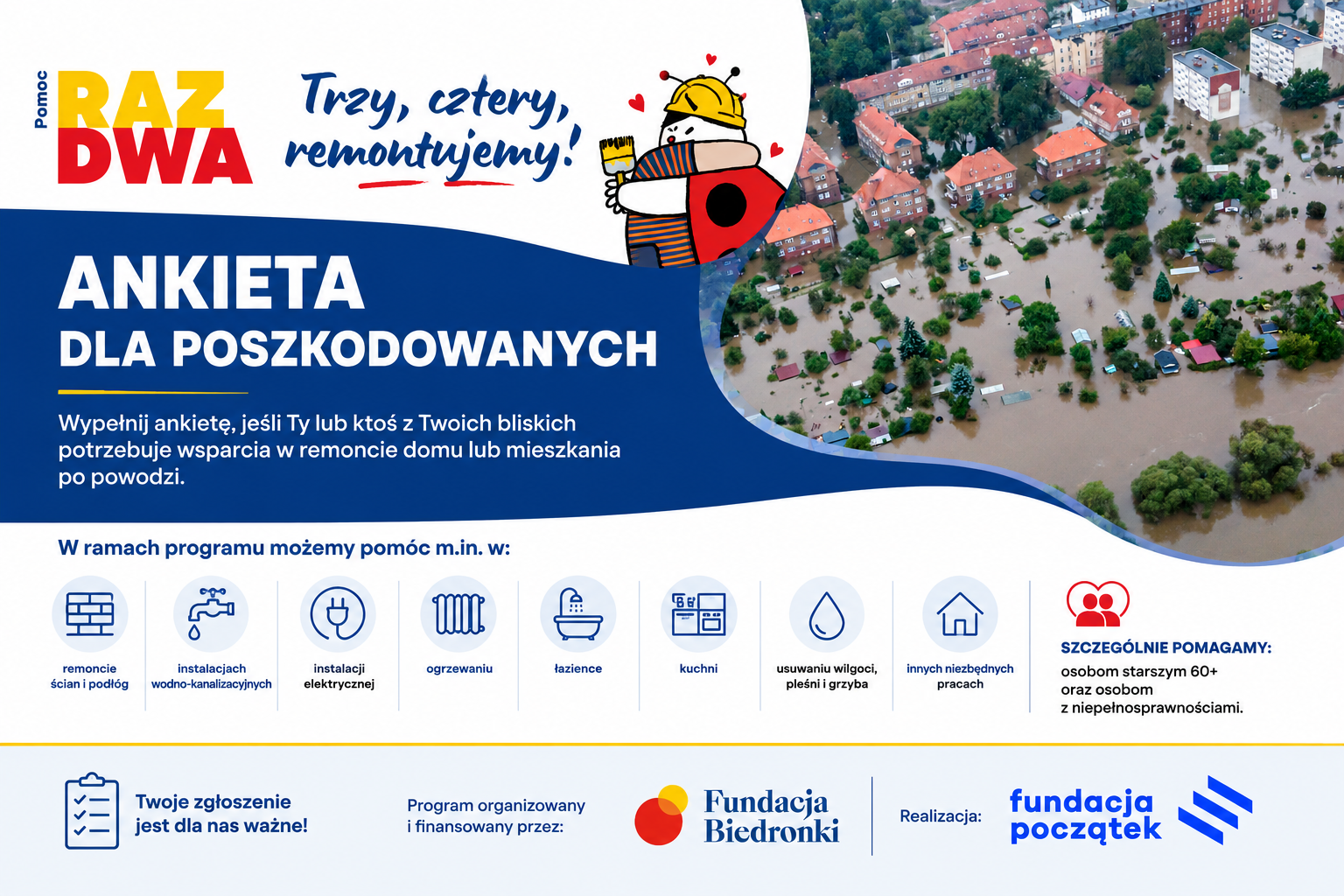 Pomoc dla osób poszkodowanych przez powódź – trwają zgłoszenia
