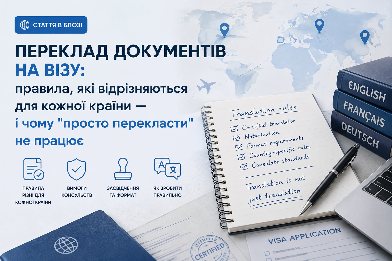 Переклад документів на візу: правила, які відрізняються для кожної країни — і чому 