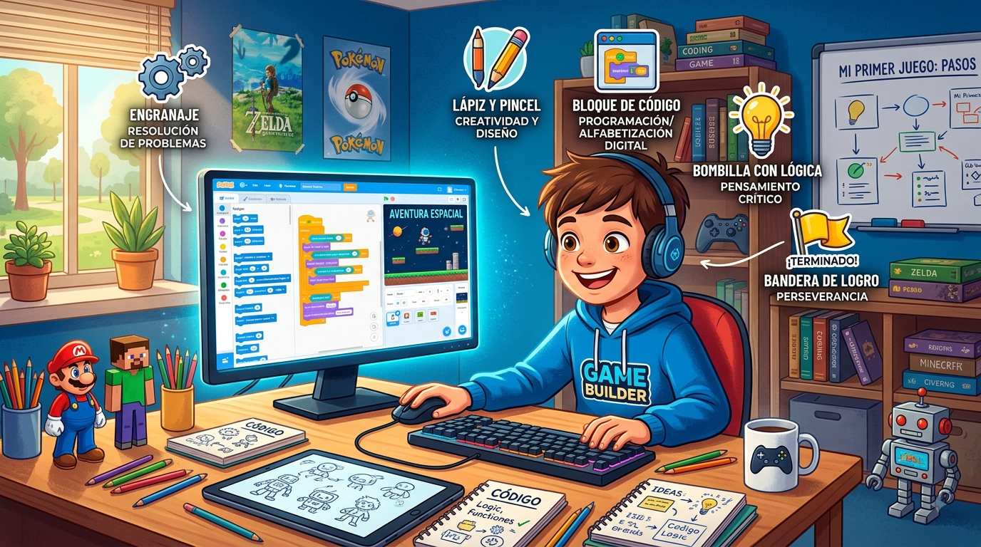 5 habilidades que tu hijo desarrolla al crear su primer videojuego