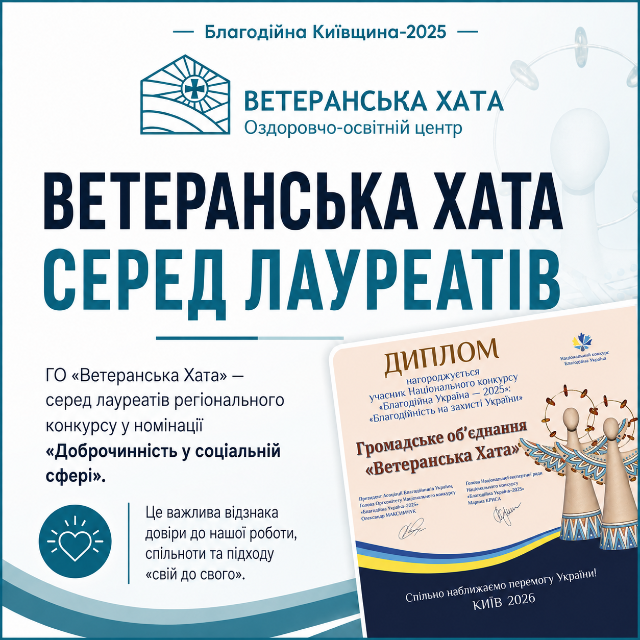 «Ветеранська Хата» — серед лауреатів «Благодійна Київщина–2025»