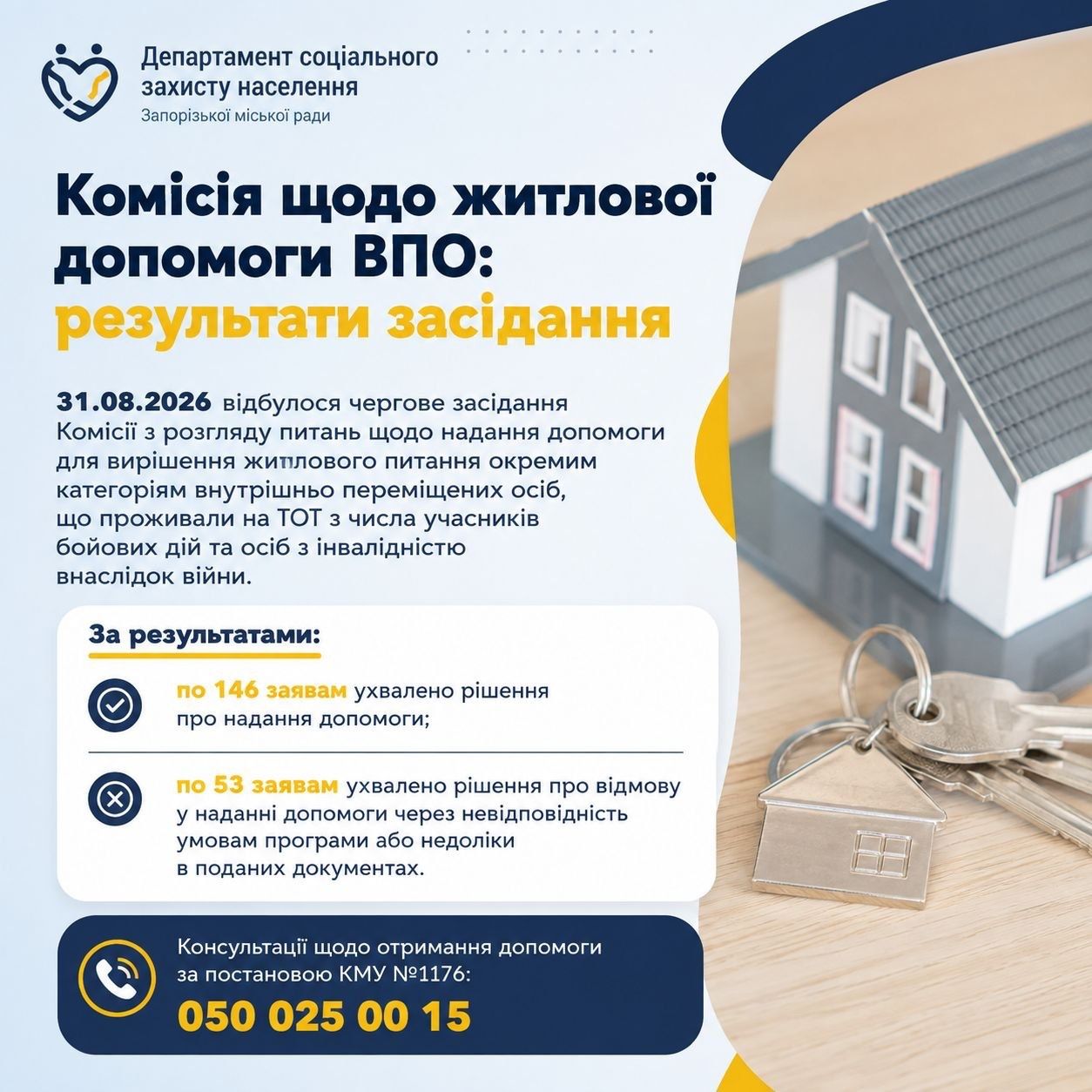 31.08.2026 відбулося чергове засідання Комісії з розгляду питань щодо надання допомоги