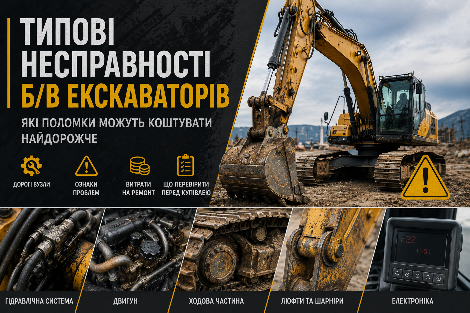 Типові несправності б/в екскаваторів: які поломки можуть коштувати найдорожче