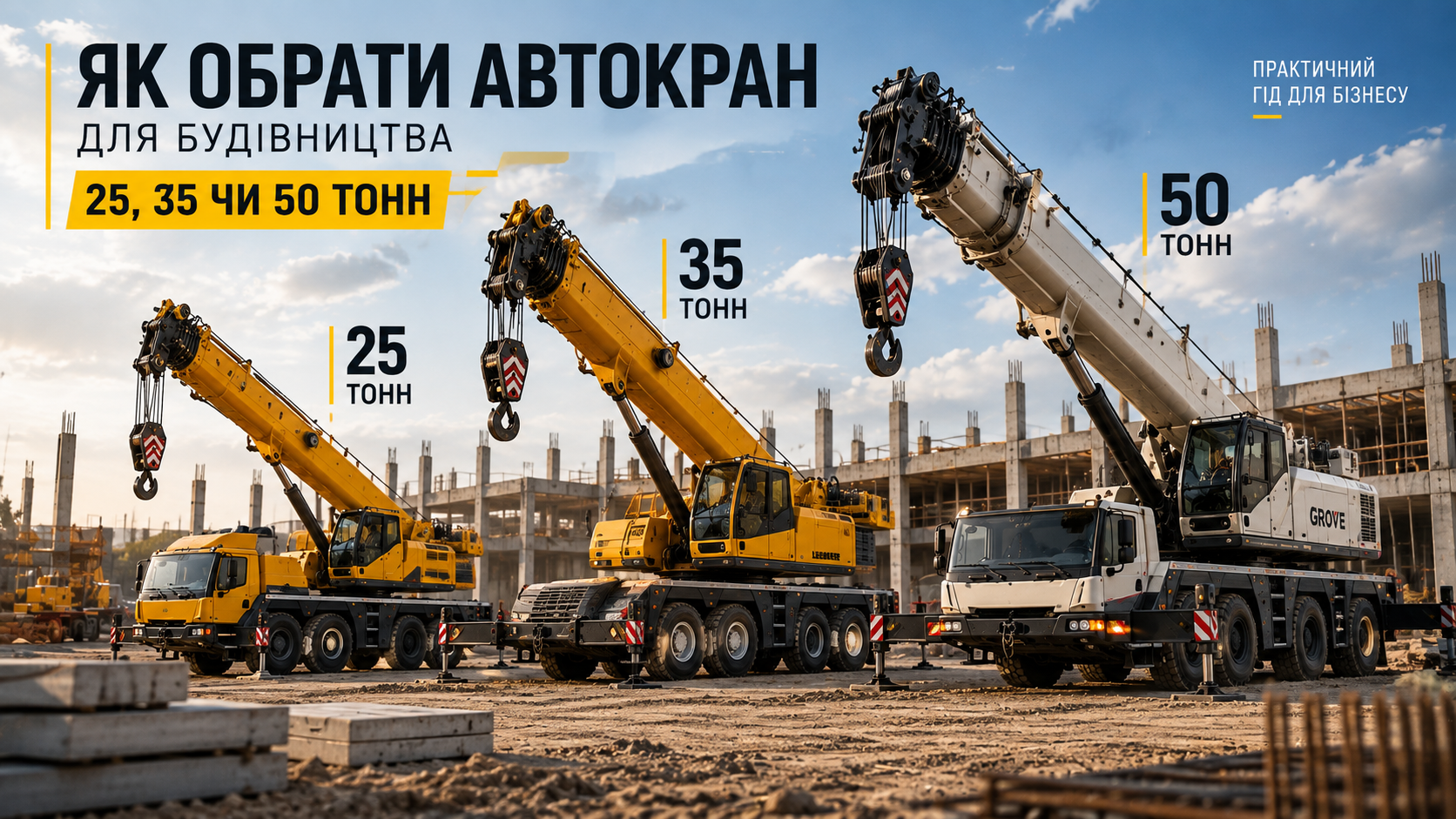 Як обрати автокран для будівництва: 25, 35 чи 50 тонн