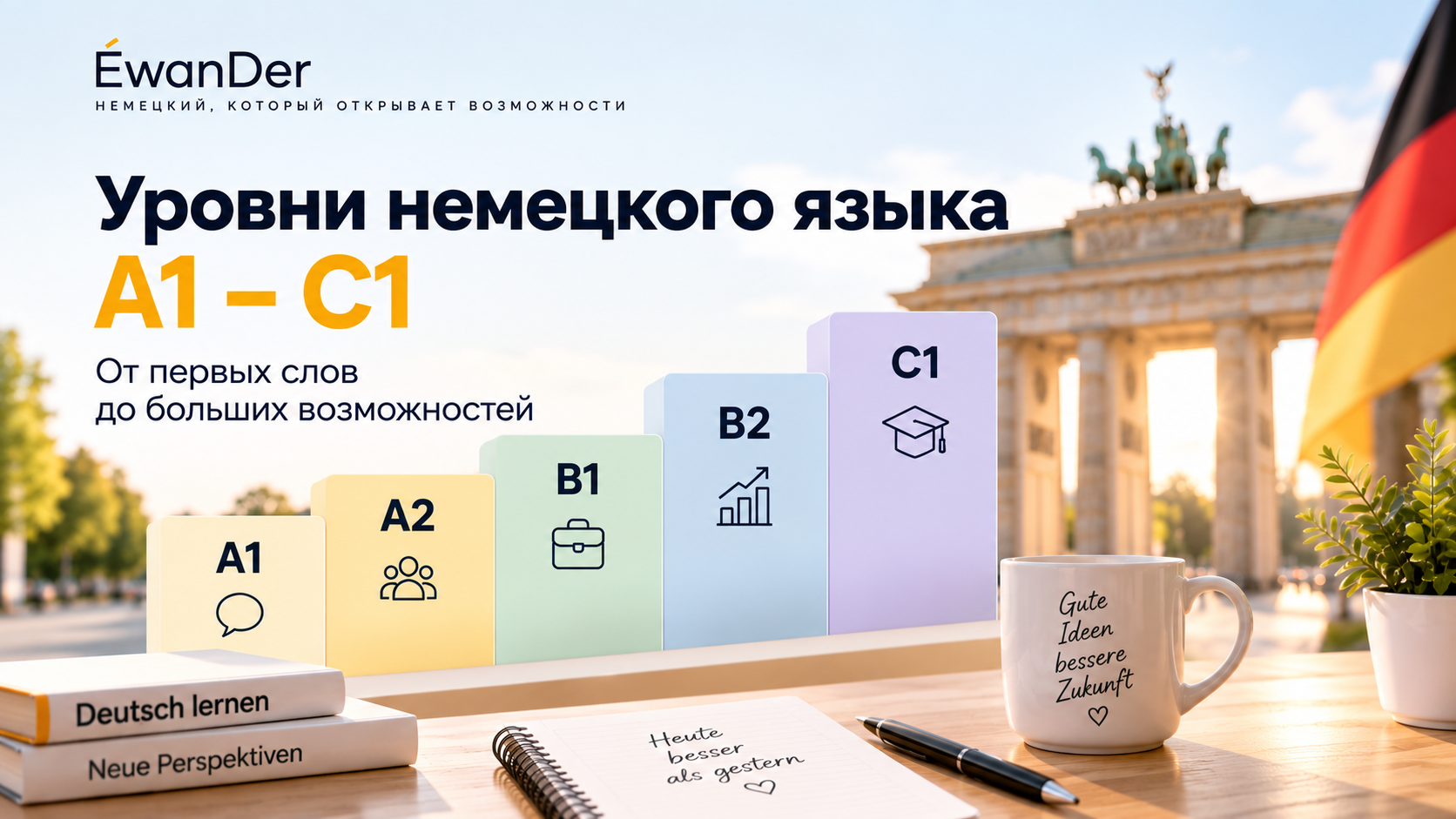 Уровни немецкого языка A1, A2, B1, B2, C1: что означает каждый