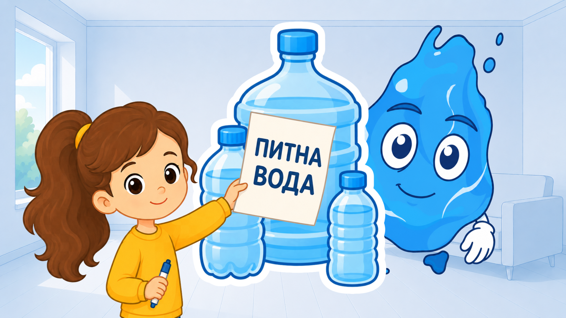 Вода напоготові! Капі розповідає дітям, як допомогти підготувати запас води.