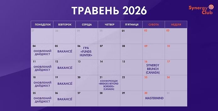 Календар подій | травень 2026