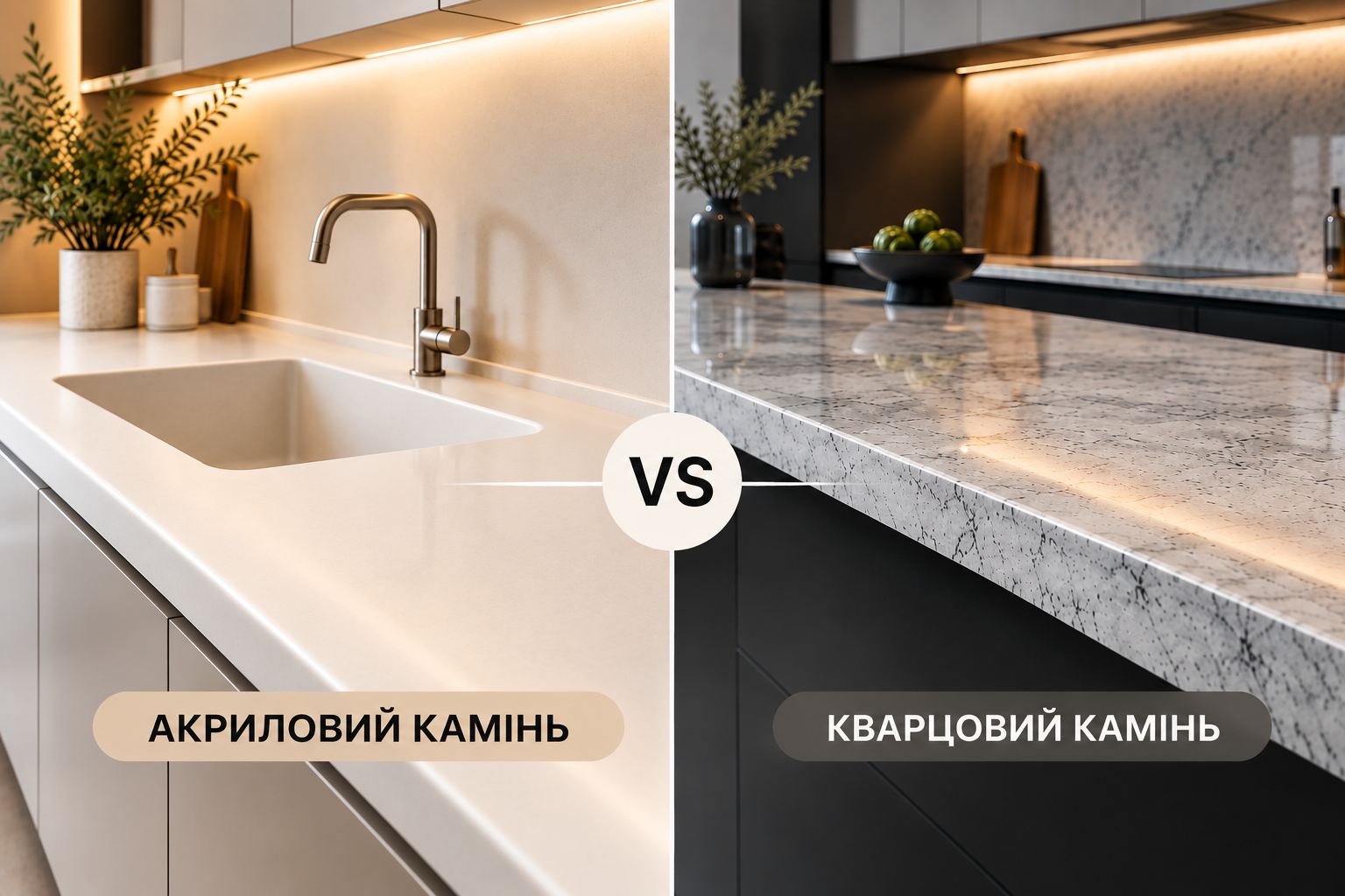 Акриловий чи кварцовий камінь: що краще для стільниці?