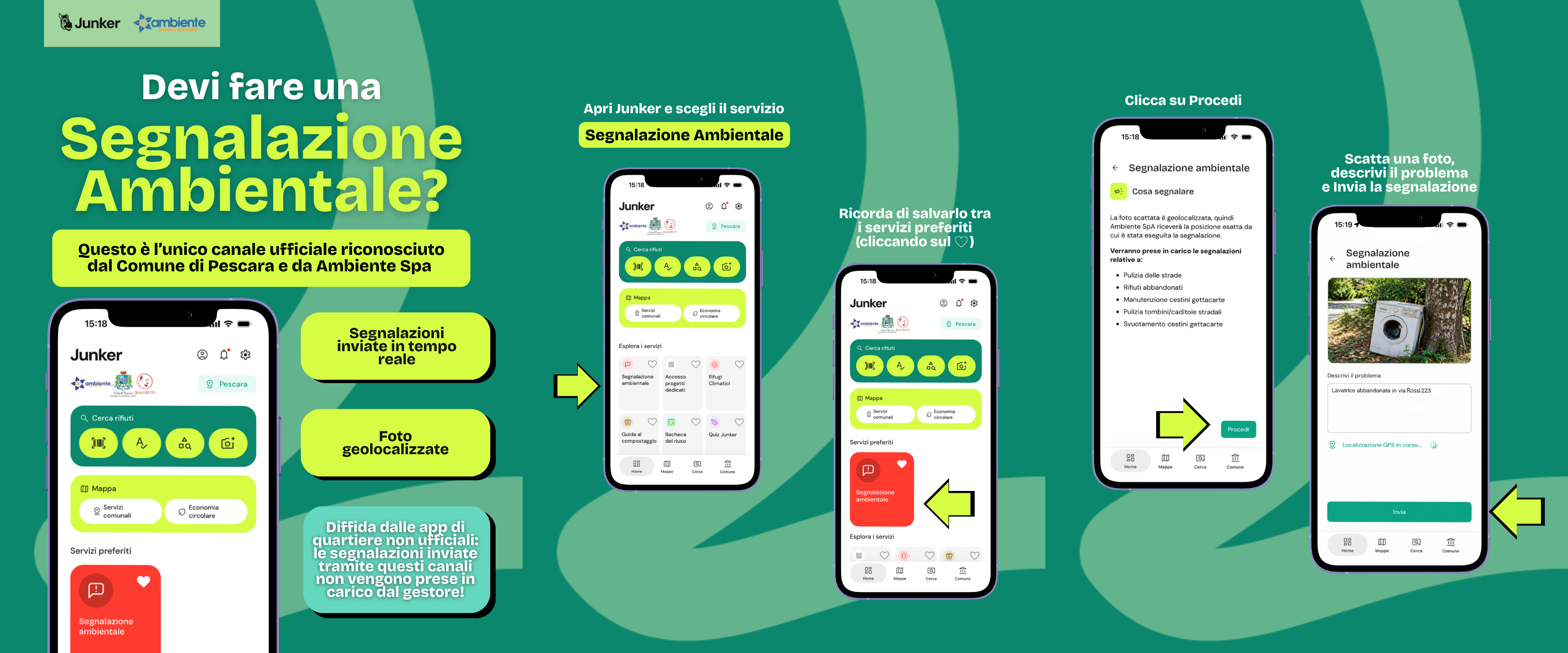 Pescara, segnalazioni ambientali anche tramite l’app Junker