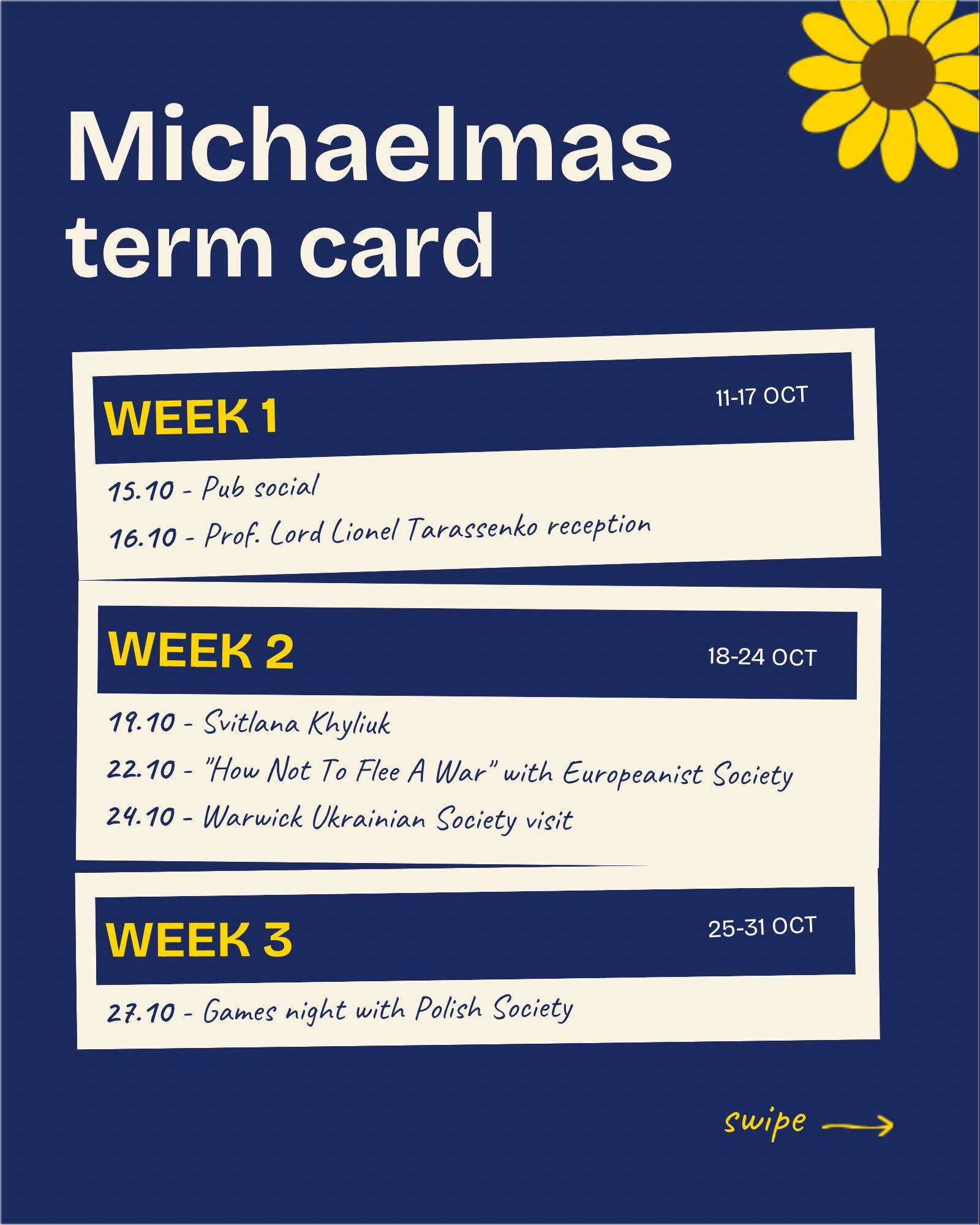 Michaelmas Term 2026 Programme